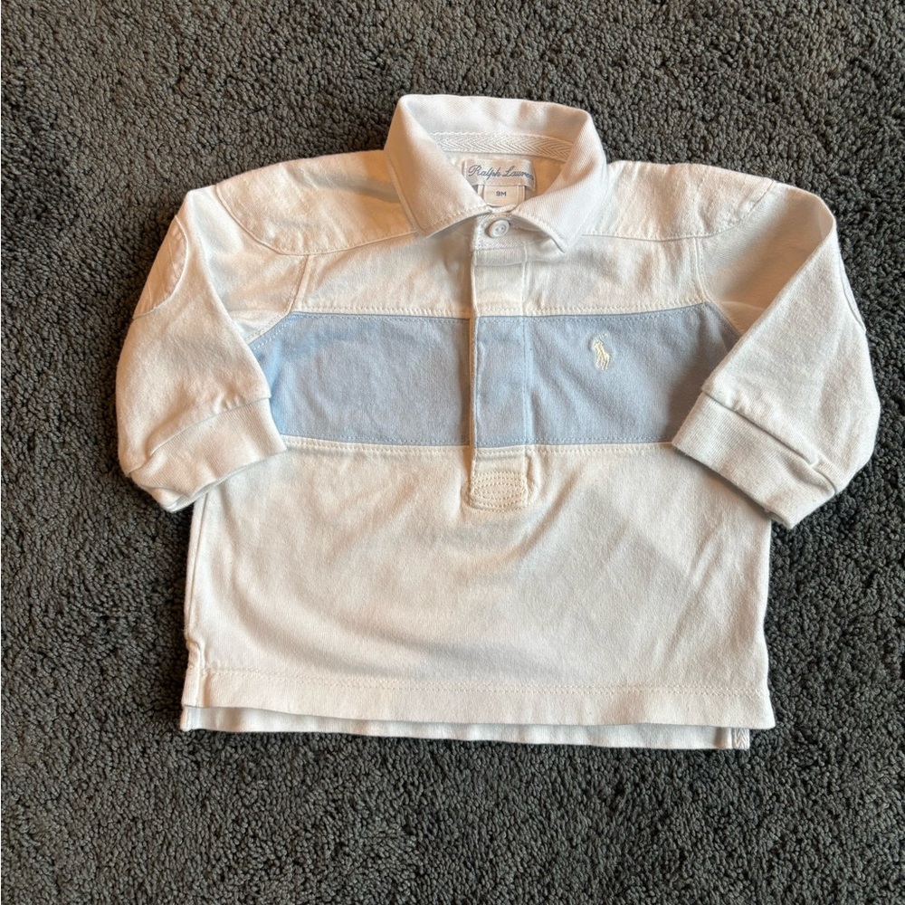 🦋Ralph Lauren (9M) Blue and White Polo Shirt🦋